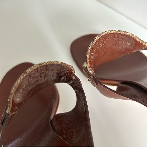 Gucci Horsebit Brown Leather and GG Canvas Slide Sandals Size 8.5B - Picture 9 of 10